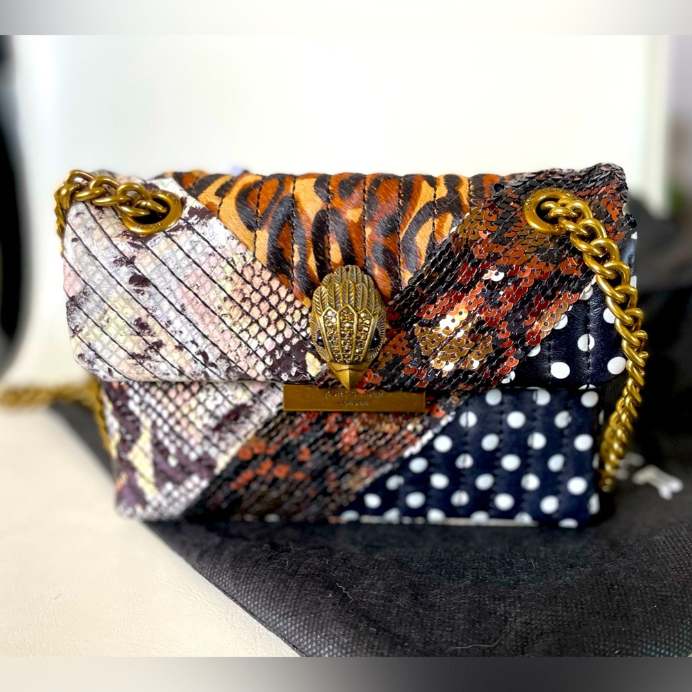 NWT:KURT GEIGER Purse Kensington Muliti Print Crossbody Chain Bag 
Genuine Suede